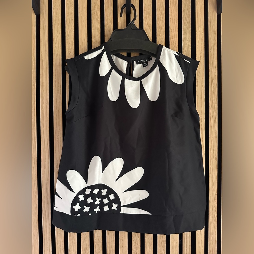Victoria Beckham for Target GIRLS Black Daisy Printed Tank Top Sz XL